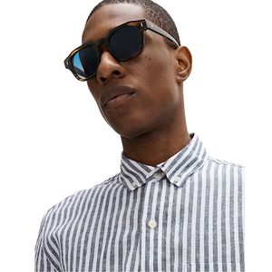 Chemise décontractée rayée en mélange de lin et de coton pour homme – Légère, respirante, boutonnée, idéale pour la plage en été - Product Image 2