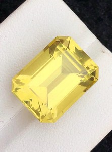 Piedra Preciosa de Cuarzo Limón Natural, Corte Esmeralda, Origen Brasil, Cristal Amarillo Suelto para Joyería, Anillo, Colgante - Product Image 1