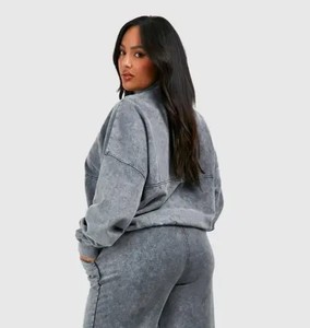 Conjunto Deportivo de Mujer con Cuello Redondo, Sudadera de Felpa de Algodón y Pantalones Jogger, Logotipo Personalizado, Fabricante OEM ODM, Chándal con Ribetes - Product Image 5