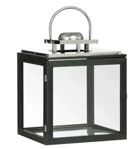 Skies Traders Modern Black Cube Stainless Steel Handmade Eco-Friendly Heat Resistant Durable <b>Hurricane</b> Glass Candle <b>Lantern</b> - Product Image 1