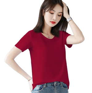 เสื้อยืดแคนวาสคุณภาพสูง ราคาขายส่ง รับทำโลโก้ตามสั่ง บริการ OEM ระบายอากาศได้ดี เสื้อคอวี แขนสั้น ผ้าไม่ยับ แห้งเร็ว สำหรับผู้หญิง - Product Image 3