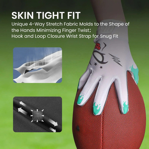 Gants de football antidérapants avec sangle de poignet réglable, doigts entiers, légers, extensibles, fermeture auto-agrippante, pour sports de plein air, pour hommes - Product Image 4