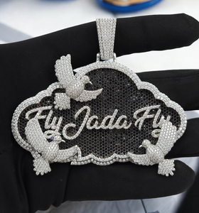 Pendentif personnalisé de luxe serti de diamants avec moissanite noire, collier de bijoux hip-hop - Product Image 4