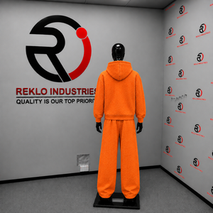 Conjunto Deportivo para Hombre, Color Naranja Brillante, Sudadera con Cremallera Completa y Pantalones Anchos, Logotipo Personalizado, Ropa Deportiva Casual, Venta al Por Mayor, OEM - Product Image 4