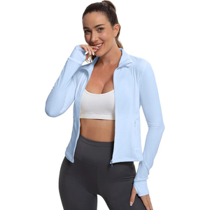 Manufacturer Women's High Neck Fitness <b>Jacket</b> Long Sleeve <b>Workout</b> Running Training Activewear Sports Gym Wear Fitness <b>Jacket</b> - Product Image 4