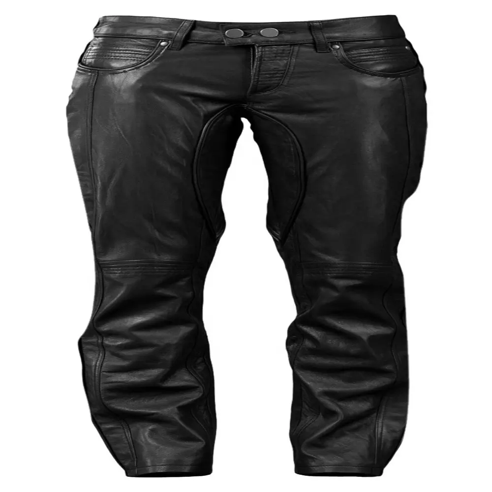 TRENDY LOW CUT LEDER PANT Lederhose Herren Herbst Winter Elastische Taille Echtes Schaffell Eng anliegende Hose Jugend Männer