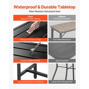 Tavolo da Bar Rettangolare da Esterno con Piano Impermeabile e Robusta Struttura in Metallo 63 X 15, Tavolo da Pranzo per Patio, Altezza Bancone - Product Image 4