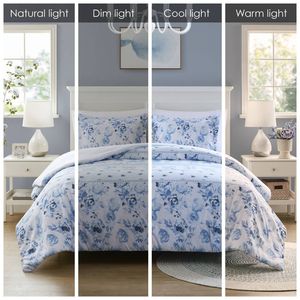 Floral <b>Striped</b> <b>Duvet</b> Cover <b>Set</b> for Full/Queen Size Bed - Product Image 4