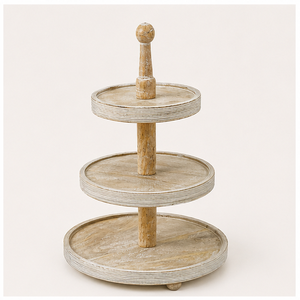 Support à gâteau moderne en bois écologique à 3 niveaux, plateau de service personnalisé à plusieurs étages, table de dessert de mariage, bois massif fait main - Product Image 1