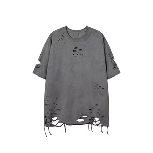 Camisetas de manga corta para hombre, estilo streetwear, hombros caídos, oversize, lavado ácido, vintage, desgastadas, venta al por mayor - Product Image 3