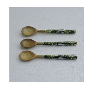 Cuillère en bois de qualité supérieure pour la cuisine, cuillère à salade avec impression émaillée couleur naturelle à prix incroyable - Product Image 3