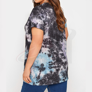 Camiseta de Manga Larga con Estampado Tie Dye para Mujer, Corte Holgado, Cuello Redondo, Tejido de Algodón Informal, Transpirable, para Todas las Temporadas - Product Image 3
