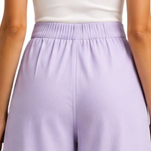 Pantalon palazzo large brodé personnalisé en lavande pour femme, motif floral ajouré, taille haute, en coton, décontracté, vêtements OEM sur mesure - Product Image 6