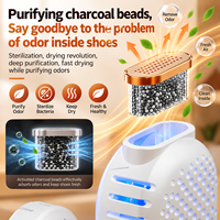 Séchoir à chaussures intelligent à double bras |   360 °   Circulation d'air chaud, écran LED, design pliable et portable avec poignée en cuir