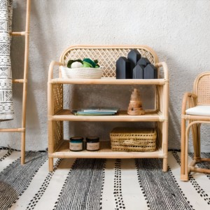 Étagère d'angle style bohème en rotin, best-seller, rangement domestique, unité d'étagère gain de place - Product Image 6