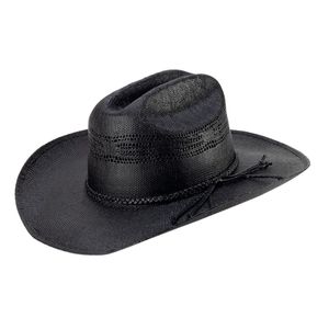 Sombrero Western de Gamuza Gris Oscuro, Estilo Minimalista con Ala Ancha, Adorno Trenzado y Ventilaciones - Product Image 5