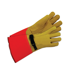 Heat Resistant Suede Breathable Safety Gloves Adjustable Wristband Red Cuff 12INCH Length Anti-Heat Anti-Cut Work Protection - Product Image 4