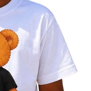 T-shirt graphique blanc à manches courtes pour jeunes, imprimé ours en peluche, col rond, décontracté, léger, pour tous les jours, pour garçons et enfants - Product Image 4