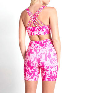 ชุดโยคะผู้หญิงแบบใหม่สั่งทำได้ ชุดออกกำลังกายพิลาทิส ชุดโยคะไร้รอยต่อ แห้งเร็ว ระบายอากาศได้ดี ชุดขาสั้น - Product Image 3