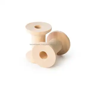 Thread Bobbins Wooden Spools Unfinished Natural Color Sewing Accessories