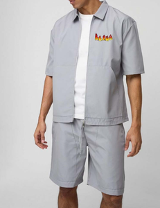 Conjunto Deportivo Ligero con Capucha para Hombre, Diseño 2 en 1, Chaqueta con Cremallera de Manga Larga, Pantalones Cortos con Bolsillos Laterales, Transpirable, Deportivo e Informal - Product Image 3