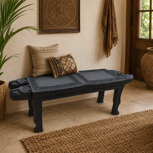 Banco Artesanal de Madera Maciza Tallado a Mano, Estilo Antiguo, para Sala de Estar, Entrada, Decoración del Hogar - Product Image 5