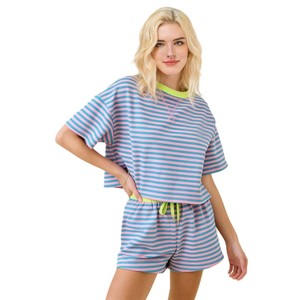 Conjunto de Camiseta y Pantalones Cortos de Algodón para Mujer, Estilo Simple y Único, Marca Zavi Sports, con Cordón Ajustable, Informal - Product Image 3