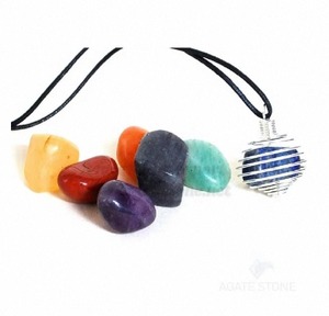 Assortiment de Pierres Roulées 7 Chakras dans une Cage Métallique, Figurines Raffinées et Polies, Pierres de Guérison pour l'Amour, le Reiki et la Décoration Feng Shui - Product Image 3