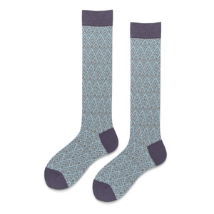 Chaussettes hautes décontractées pour femmes, en mélange de coton, nylon et élasthanne, respirantes, motif géométrique, vente en gros OEM ODM - Product Image 5