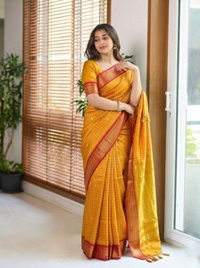 ผ้าซิ่นไหมผสมฝ้ายสีม่วงเนื้อนุ่ม ยี่ห้อ Elite Weaves พร้อมผ้าปัลลูหลากสี ตกแต่งด้วยดิ้นทอง  ชุดอินเดียและปากีสถาน ดีไซน์ใหม่ ปี 2026 - Product Image 3