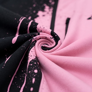 เสื้อแจ็คเก็ตกันลมมีฮู้ดสำหรับผู้ชาย สีชมพู-ดำ ลายสาดสี พิมพ์ลาย น้ำหนักเบา เหมาะสำหรับกิจกรรมกลางแจ้ง สวมใส่สบาย - Product Image 4