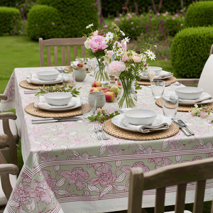 Orchid Beige 10 Seater <b>Tablecloth</b> 180x270cm Handcrafted Block Printed 100% Cotton Wedding Dining Home Decor Style For Sale - Product Image 5