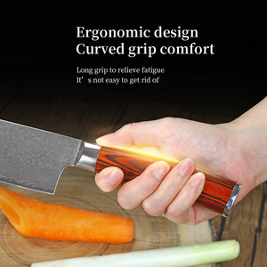 Couteau de chef Santoku en acier Damas de qualité supérieure LEGACY BLADES, fait main, professionnel, pour la cuisine, style japonais, manche en bois - Product Image 4