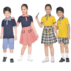 儿童小学生服装校服连衣裙套装素色t恤格子短裤短裙套装男女生