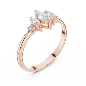 Bague de fiançailles en or rose avec cluster de diamants en moissanite taille marquise pour femme, style vintage, pour mariage, anniversaire ou promesse - Product Image 4