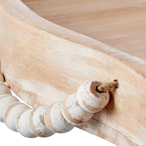 Bandeja de madera de mango ecológica de alta calidad, asas de cuentas irregulares, bandeja de madera hecha a mano para uso funcional decorativo - Product Image 6