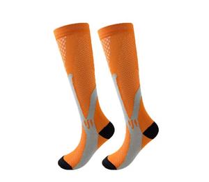 Chaussettes de compression sportives pour hommes, hauteur genou, respirantes, en polyamide tricoté, antidérapantes, fines, pour l'été - Product Image 1