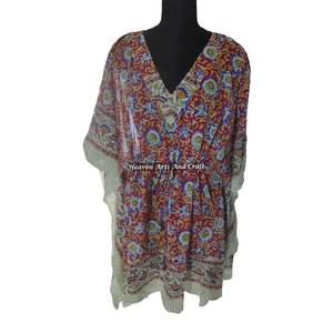 Robe de soirée africaine pour femmes, robes ethniques, robes courtes kaftan pour femmes KFCS187, meilleure fabrication de robes pour femmes avec impression à la main - Product Image 5