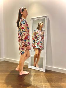 Pijama de algodón para mujer, conjunto de camisa larga con botones, estampado, suave, para verano, playa, noche, vestido de dormir. - Product Image 3