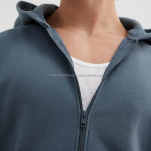 Bamboo Viscose Hoodie for Men <b>Full</b> <b>Zip</b> Hooded <b>Sweatshirt</b> Organic Cotton Hoodies Custom Zipper Hoodie Jacket - Product Image 2