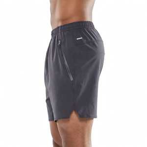 Shorts de course à séchage rapide pour hommes, gris uni, coupe ample, shorts de jogging athlétiques avec poches zippées, taille élastique - Product Image 3