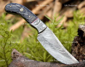 Couteau de chasse et de camping à lame fixe en acier Damas, manche en bois Pakka, lame de 4,5 pouces, longueur totale de 9 pouces, fabrication directe d'usine, OEM/ODM disponible - Product Image 3