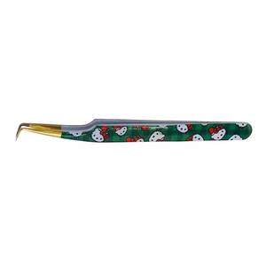 Pinzas para Pestañas Morje Quirúrgicas de Acero Inoxidable con Patrón Verde, Punta Dentada de Precisión, Longitud de 10 mm - Product Image 3