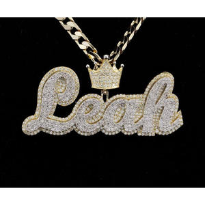 Luxury <b>Custom</b> Double Layer Letter Pendant Personalized <b>Name</b> <b>Necklace</b> Hip Hop Jewelry with Moissanite 925 Silver - Product Image 1