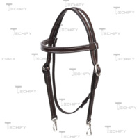 Ensemble de bridon et rênes en cuir marron avec rênes réglables et quincaillerie en acier inoxydable pour l'équitation