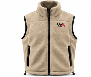 Custom <b>Men's</b> <b>Beige</b> Knit Fleece Vest Stand Collar Zip Up Sleeveless <b>Waistcoat</b> with Side Pockets Custom Branding OEM - Product Image 1
