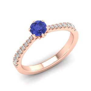 Anillos de Compromiso de Oro Rosa de 14K con Diamantes de Diseño Clásico REYES, Joyería Fina de Boda con Piedras Preciosas de Tanzanita de Alta Calidad - Product Image 2