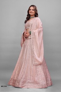 Ensemble de lehenga traditionnel rose pâle pour femmes, brodé et orné de sequins, pour mariage, style Inde/Pakistan - Product Image 2