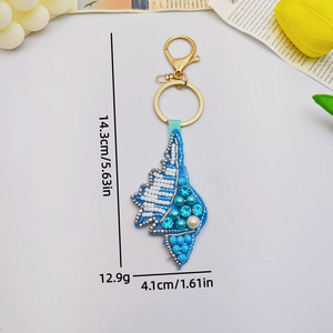 Llaveros de tela bordados con cuentas hechos a mano con diseño de animales marinos adorables: conchas, estrellas de mar, langostas y cangrejos - Product Image 6