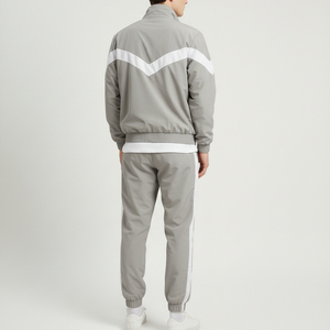 Survêtements personnalisés pour hommes avec logo OEM, coupe-vent bicolore, ensemble 2 pièces pour la gym, joggers unisexes à fermeture éclair, streetwear imprimé, survêtements mi-lourds - Product Image 5